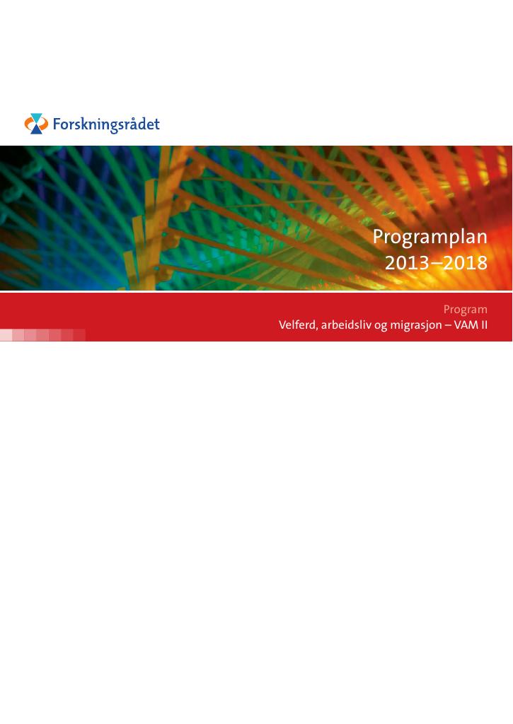 Forsiden av dokumentet Programplan 2013 - 2018