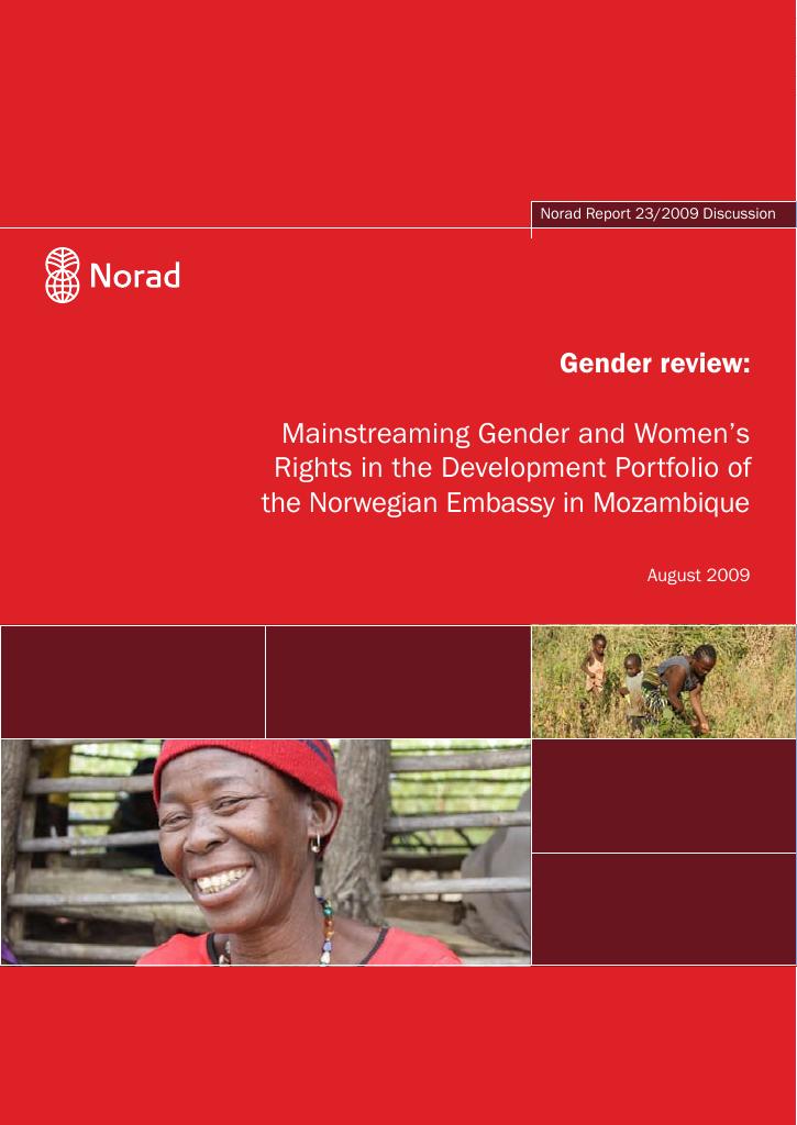 Forsiden av dokumentet Gender review: Mainstreaming Gender and Women’s Rights in the Development Portfolio of the Norwegian Embassy in Mozambique