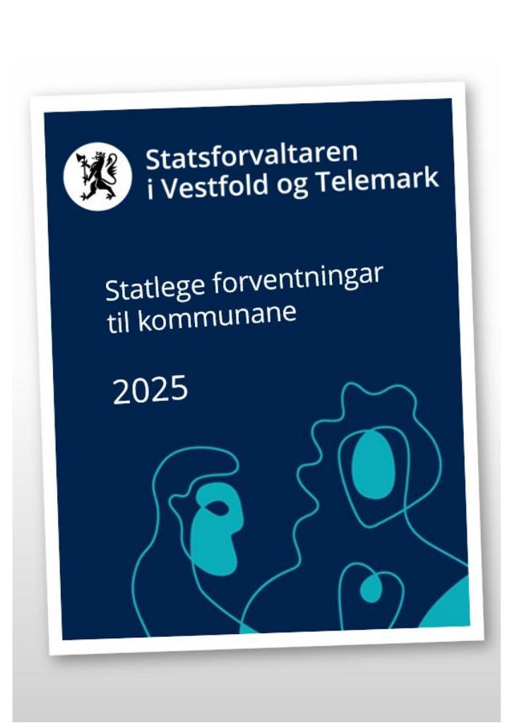Forsiden av dokumentet Forventningsbrev 2025 - Utfordringar og statlege forventningar til kommunane i Vestfold og Telemark