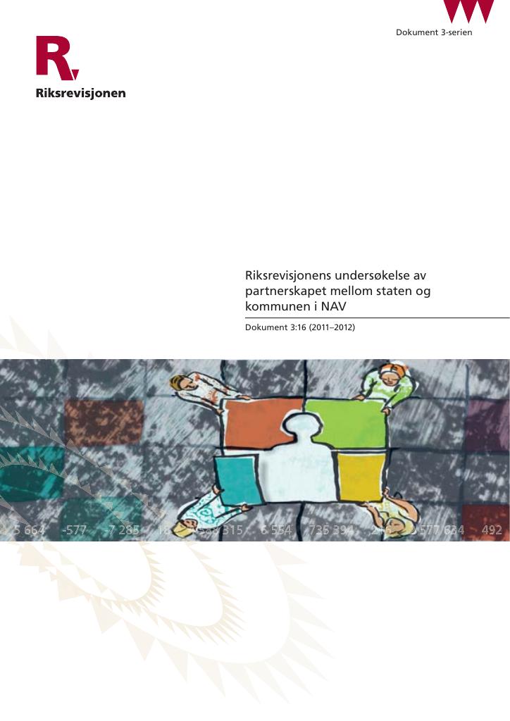 Forsiden av dokumentet Riksrevisjonens undersøkelse av partnerskapet mellom staten og kommunen i NAV