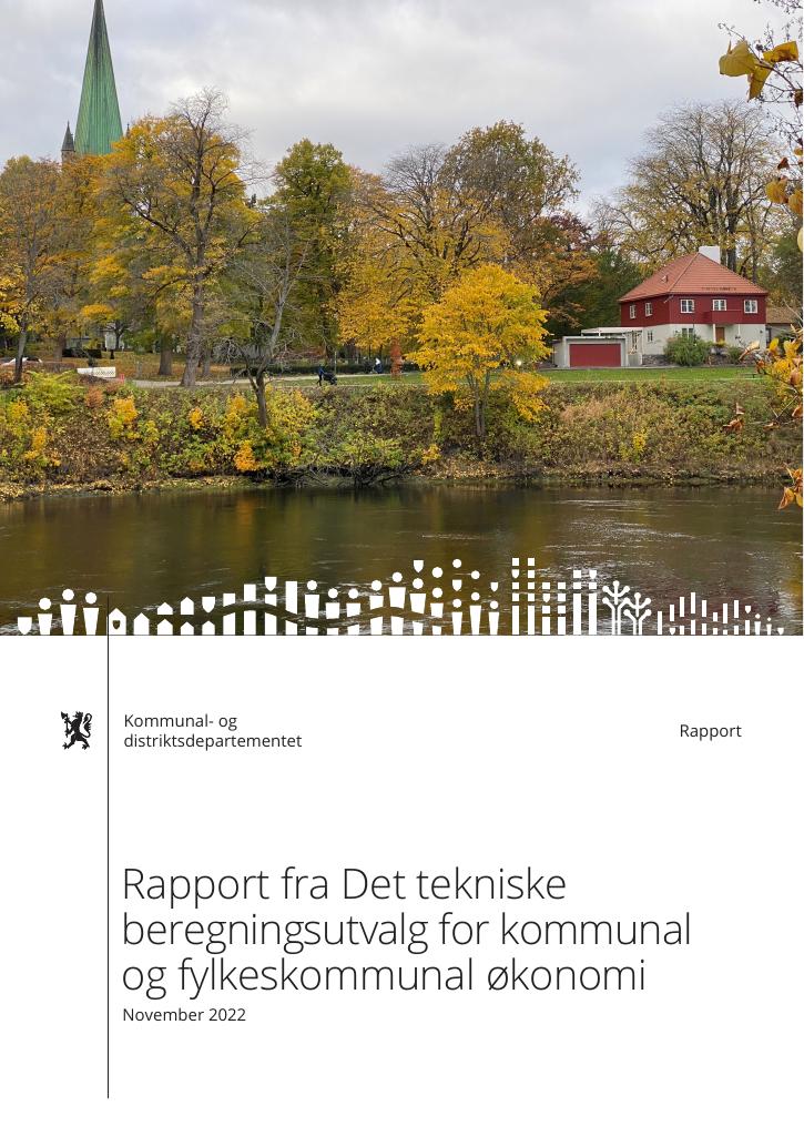 Forsiden av dokumentet Rapport fra Det tekniske beregningsutvalg for kommunal og fylkeskommunal økonomi