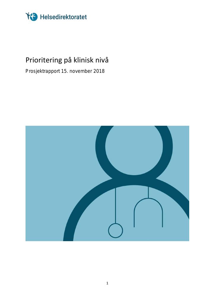 Forsiden av dokumentet Prioritering på klinisk nivå