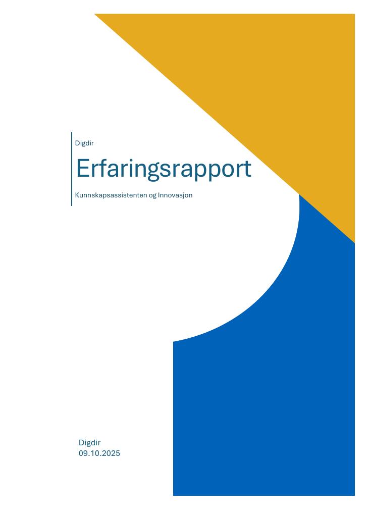 Forsiden av dokumentet Erfaringsrapport - Kunnskapsassistenten og Innovasjon