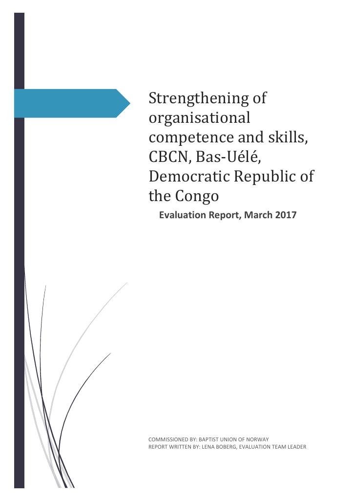 Forsiden av dokumentet Strengthening of organisational competence and skills, CBCN, Bas-Uélé, Democratic Republic of the Congo