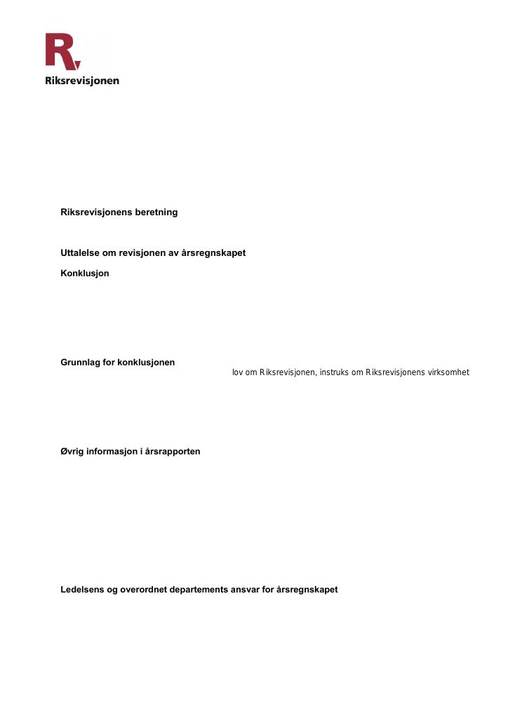 Forsiden av dokumentet Revisjonsberetning (PDF)