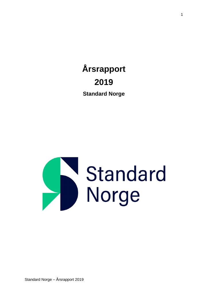 Forsiden av dokumentet Årsrapport Standard Norge 2019