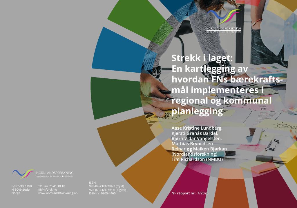 Forsiden av dokumentet Kartlegging av hvordan FNs bærekraftsmål implementeres i regional og kommunal planlegging