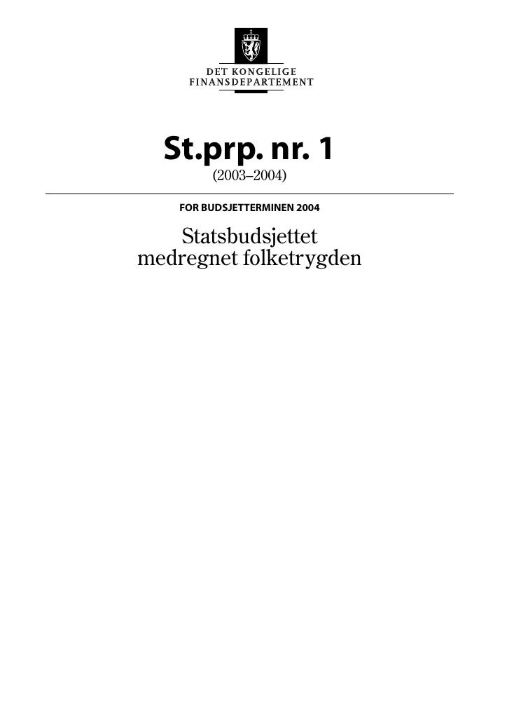 Forsiden av dokumentet St.prp. nr. 1 (2003-2004)