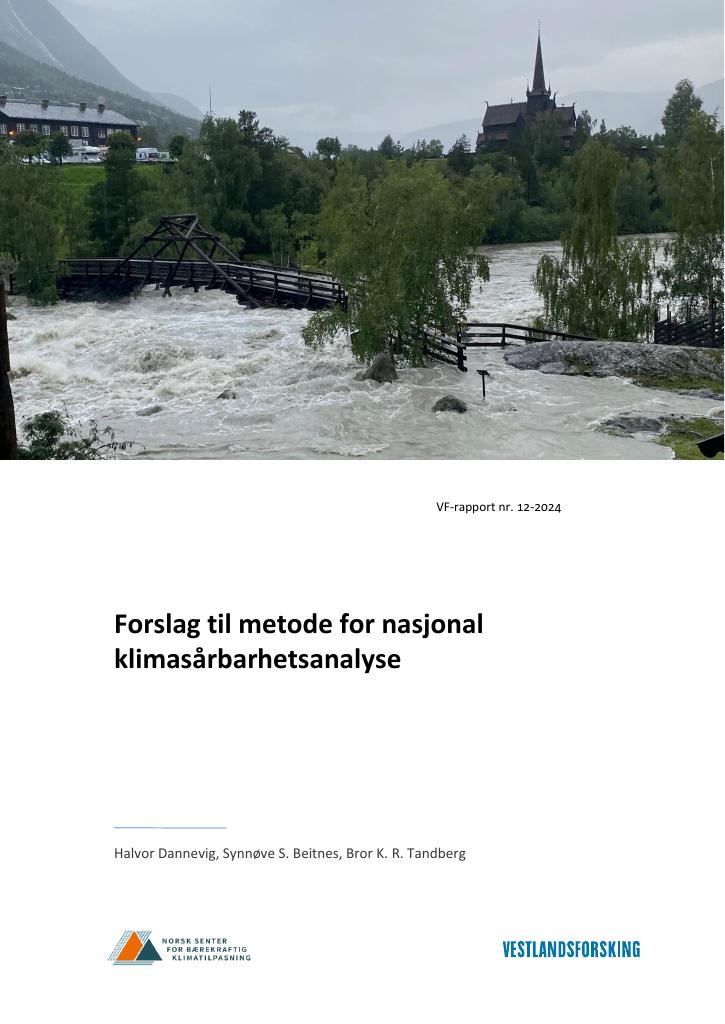 Forsiden av dokumentet Forslag til metode for nasjonal klimasårbarhetsanalyse : M-2917