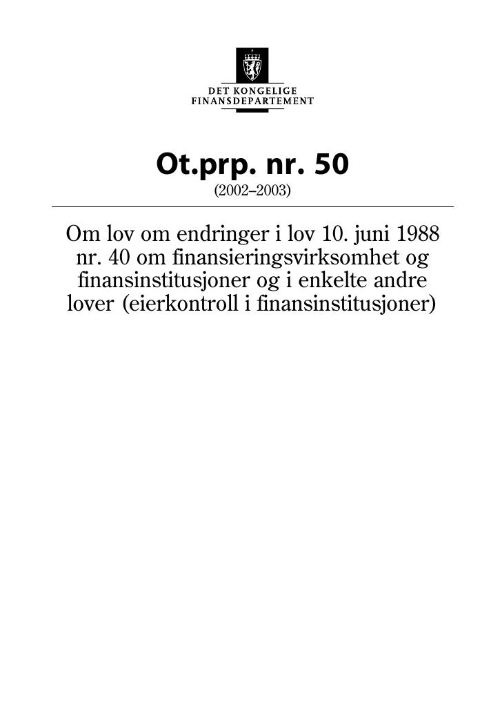 Forsiden av dokumentet Ot.prp. nr. 50 (2002-2003)