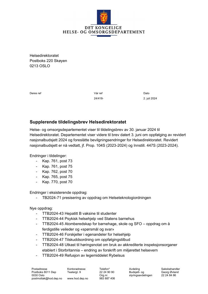 Forsiden av dokumentet supplerende 43-49 2024