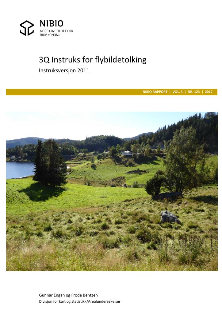 Forsiden av dokumentet 3Q Instruks for flybildetolking – Instruksversjon 2011