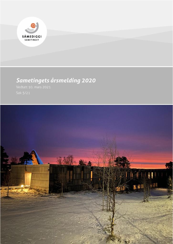 Forsiden av dokumentet Årsmelding Sametinget 2020