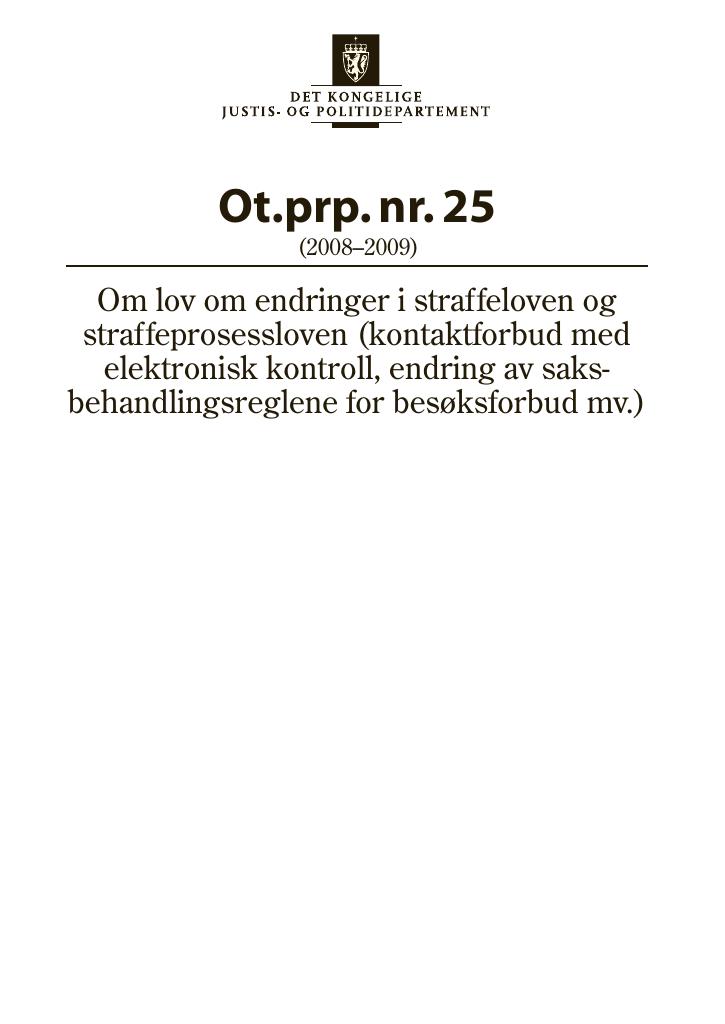 Forsiden av dokumentet Ot.prp. nr. 25 (2008-2009)