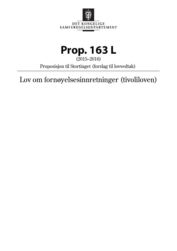 Forsiden av dokumentet Prop. 163 L (2015–2016)