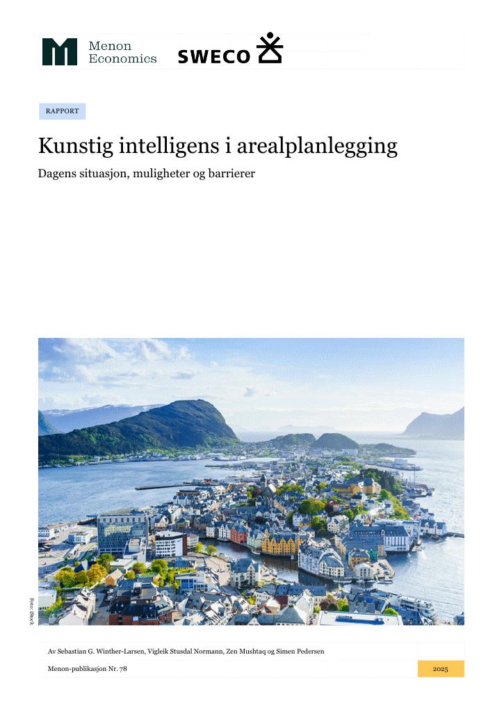 Forsiden av dokumentet Kunstig intelligens i arealplanlegging
