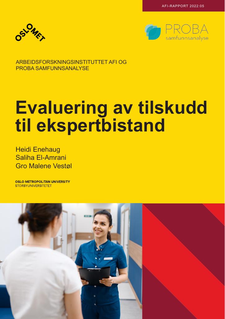 Forsiden av dokumentet Evaluering av tilskudd til ekspertbistand