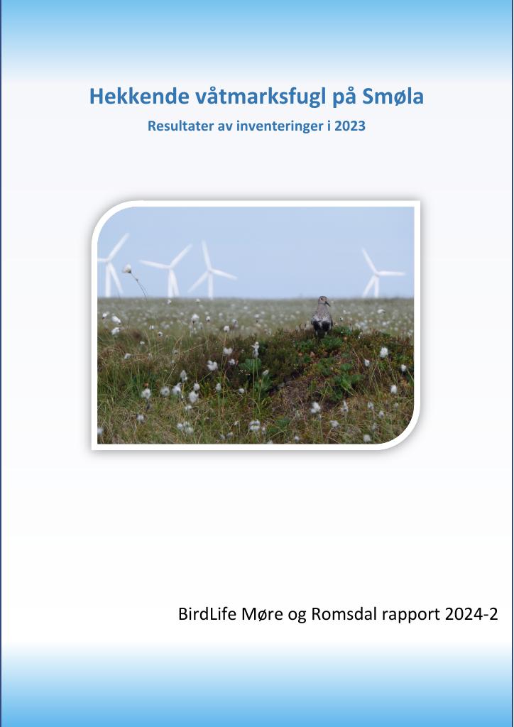 Forsiden av dokumentet Hekkende våtmarksfugl på Smøla. Resultater av inventeringer i 2023.