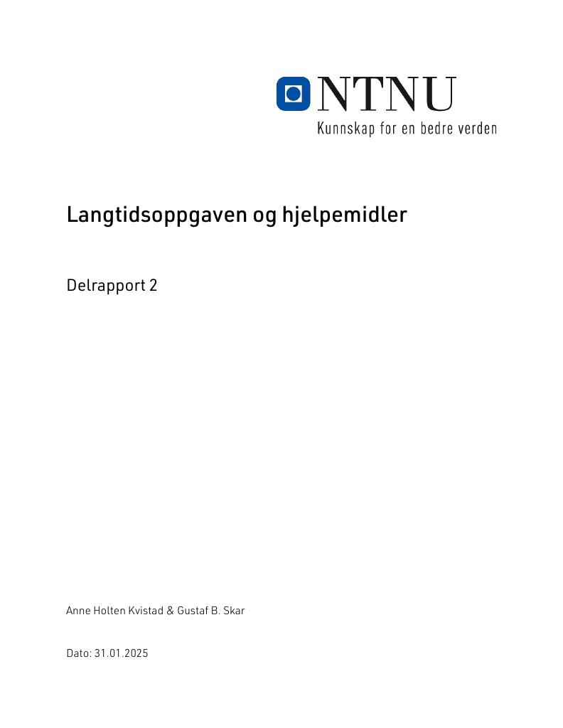 Forsiden av dokumentet Hjelpemiddelbruk i langtidsoppgaven – hvilke ressurser bruker elevene? Delrapport 2