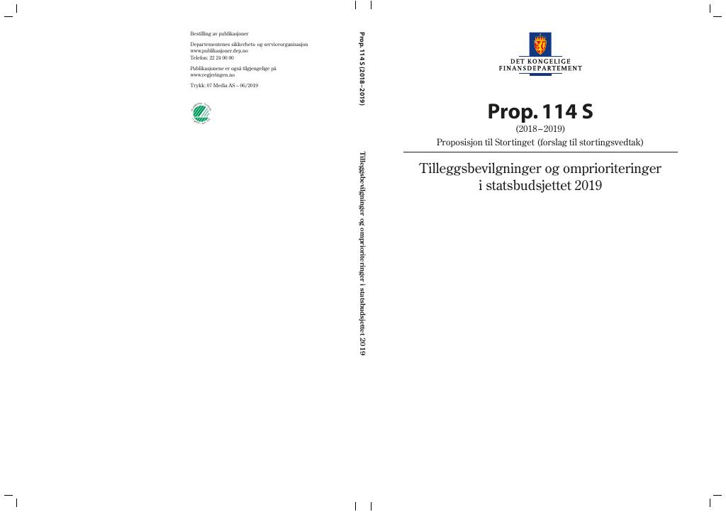 Forsiden av dokumentet Prop. 114 S (2018–2019)