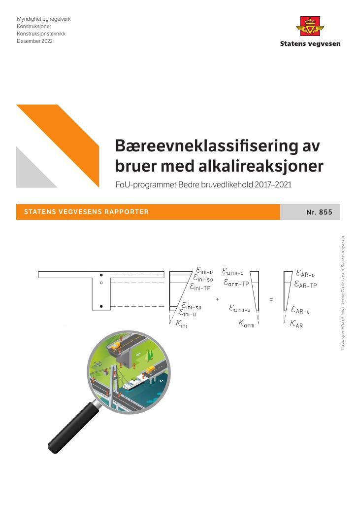 Forsiden av dokumentet Bæreevneklassifisering av bruer med alkalireaksjoner