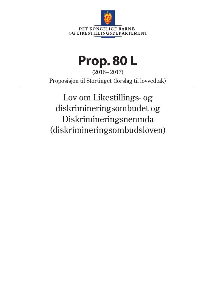 Forsiden av dokumentet Prop. 80 L (2016–2017)