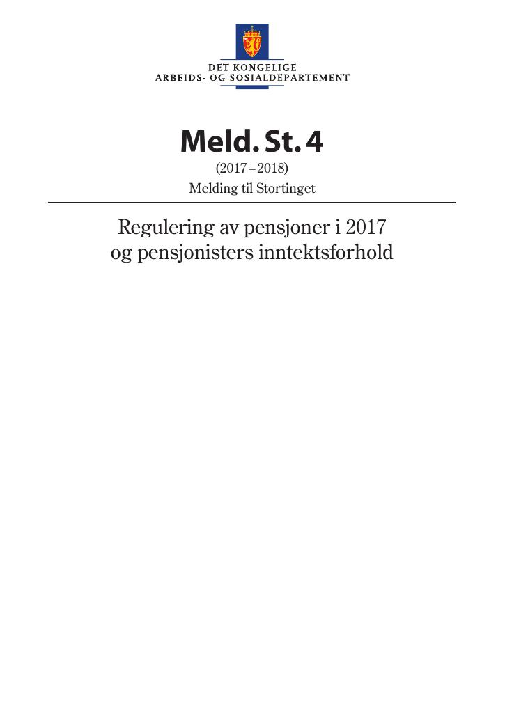 Forsiden av dokumentet Meld. St. 4 (2017–2018)