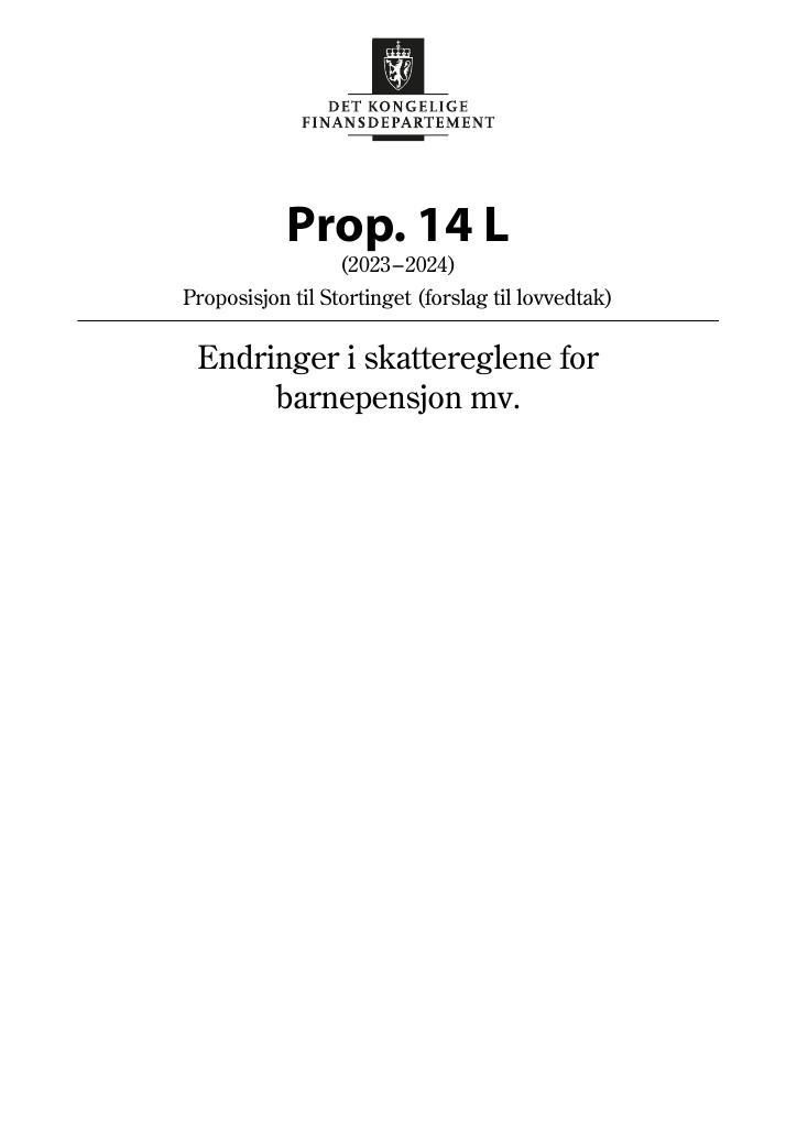 Forsiden av dokumentet Prop. 14 L (2023–2024)