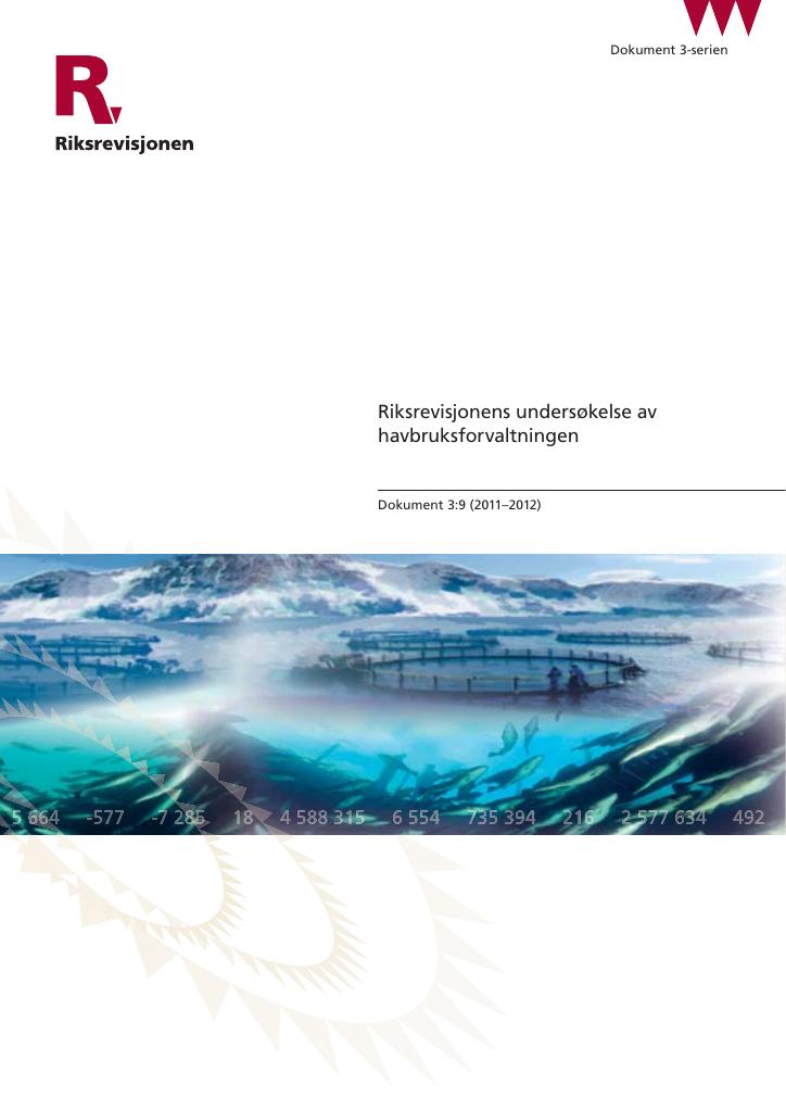 Forsiden av dokumentet Riksrevisjonens undersøkelse av havbruksforvaltningen