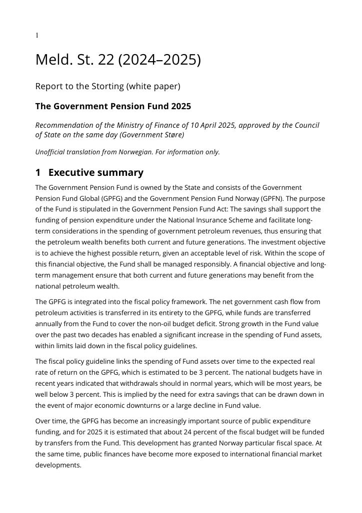 Forsiden av dokumentet Meld. St. 22 (2024–2025) Executive summary