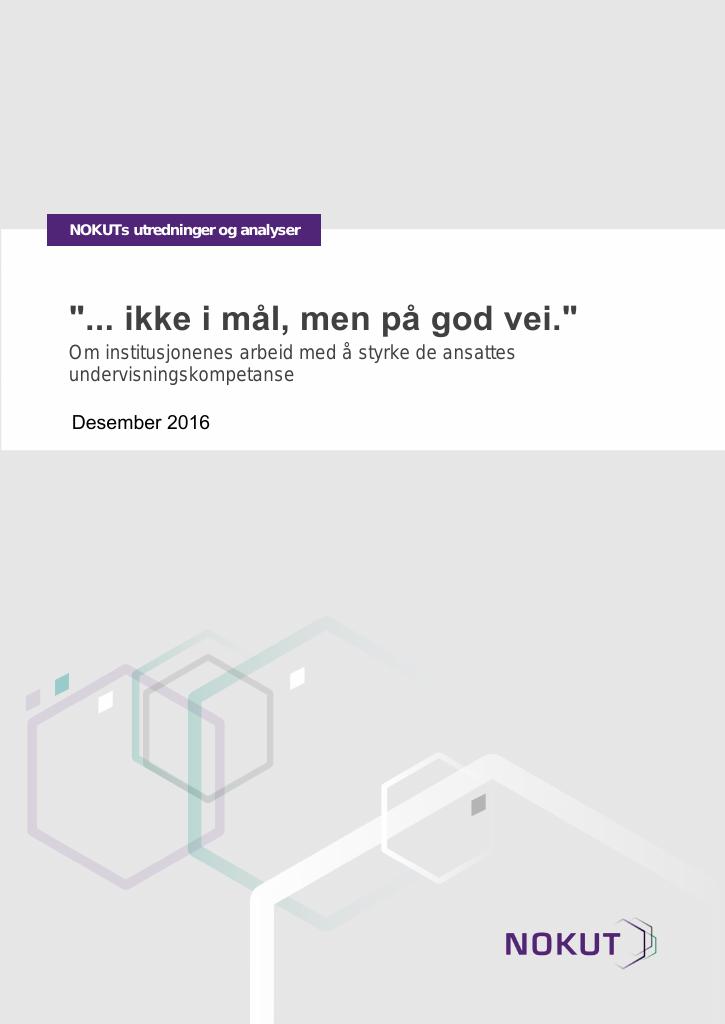 Forsiden av dokumentet "... ikke i mål, men på god vei."