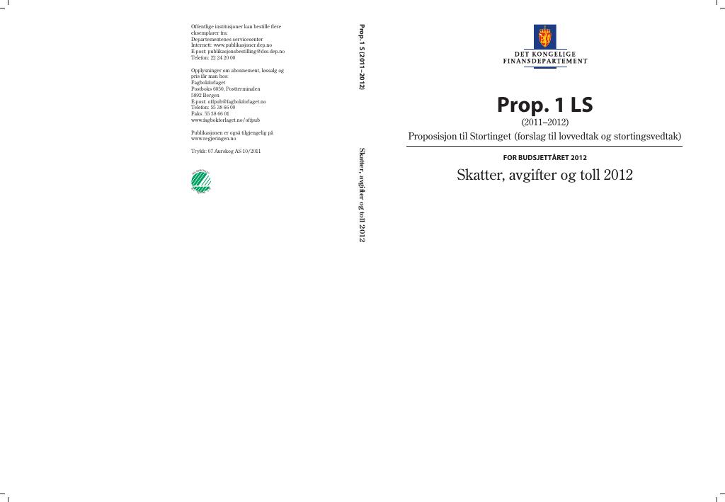 Forsiden av dokumentet Prop. 1 LS (2011–2012)