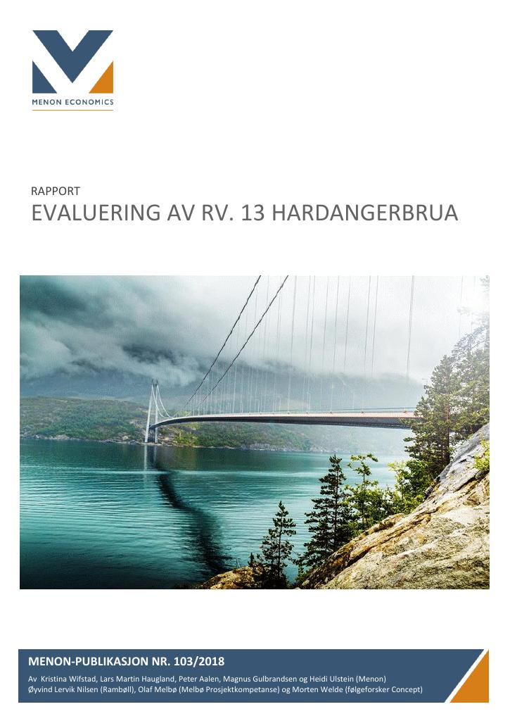 Forsiden av dokumentet EVALUERING AV RV. 13 HARDANGERBRUA