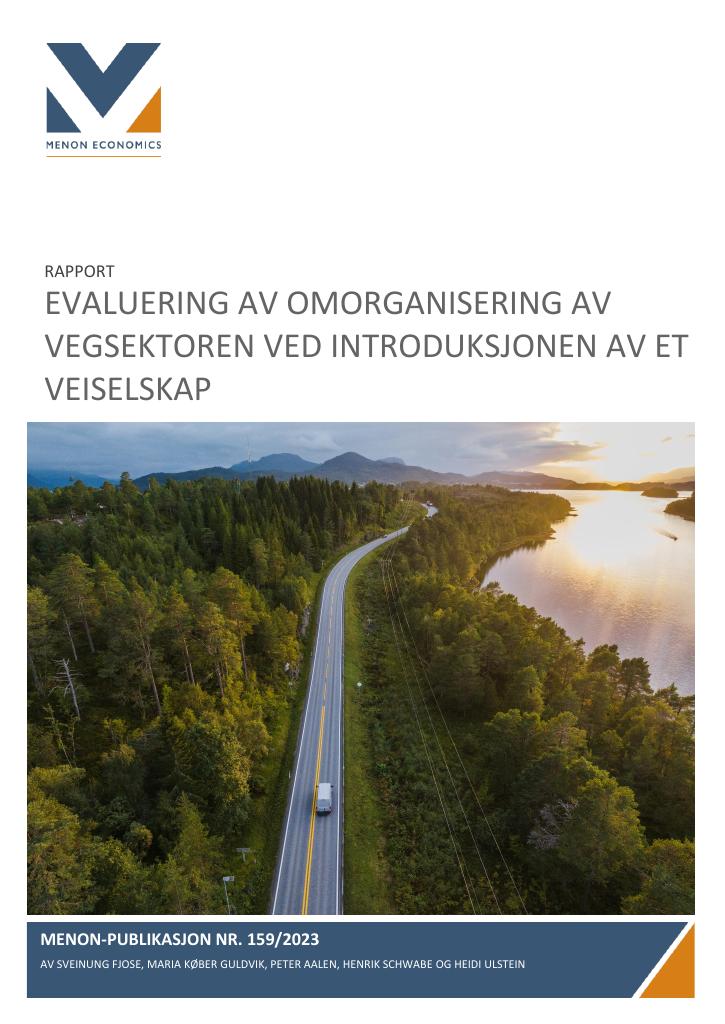 Forsiden av dokumentet Evaluering av omorganisering av vegsektoren ved introduksjonen av et veiselskap