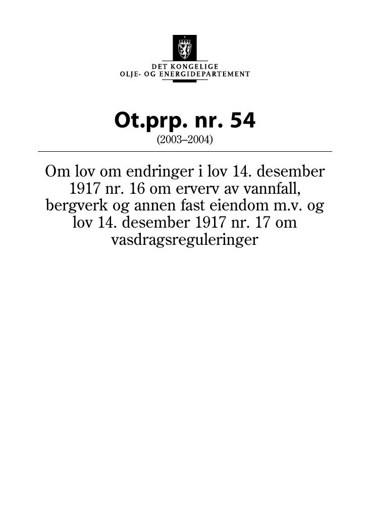 Forsiden av dokumentet Ot.prp. nr. 54 (2003-2004)