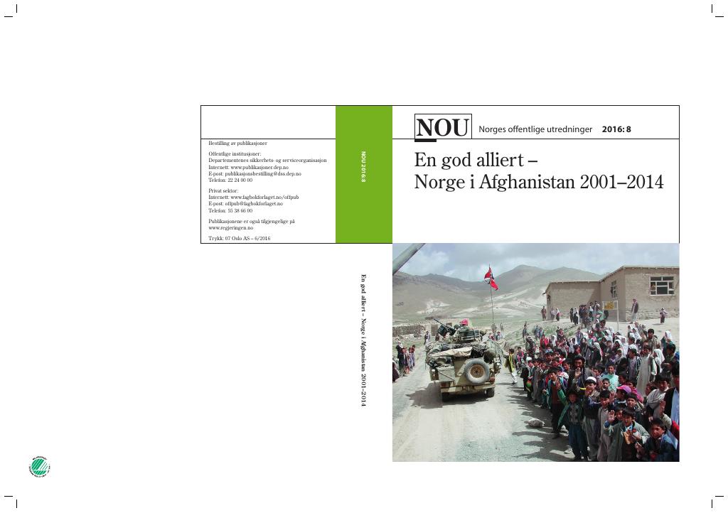 Forsiden av dokumentet NOU 2016: 8 - En god alliert –  Norge i Afghanistan 2001–2014