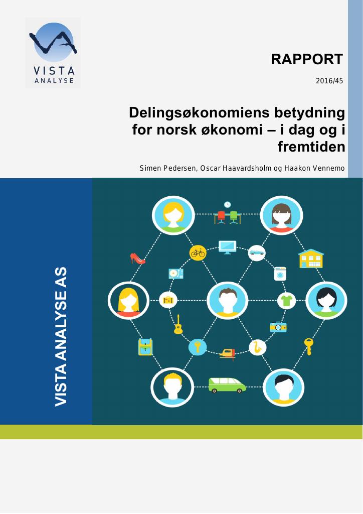 Forsiden av dokumentet Delingsøkonomiens betydning for norsk økonomi – i dag og i fremtiden