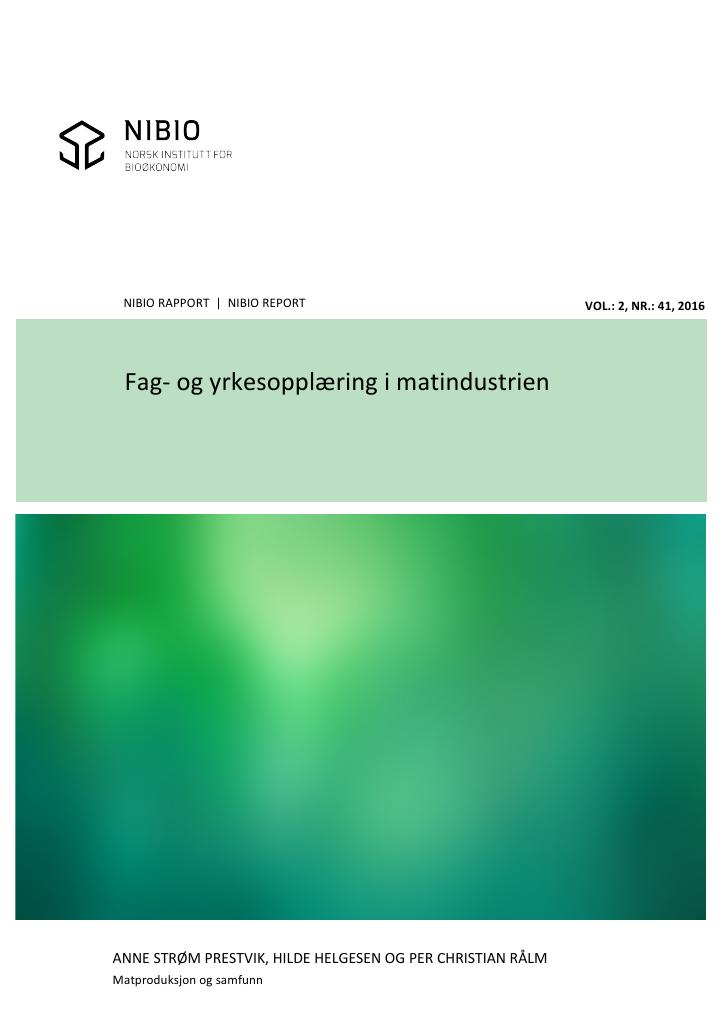 Forsiden av dokumentet Fag- og yrkesopplæring i matindustrien
