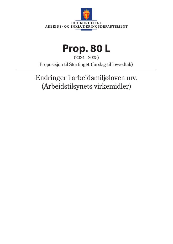 Forsiden av dokumentet Prop. 80 L (2024–2025)