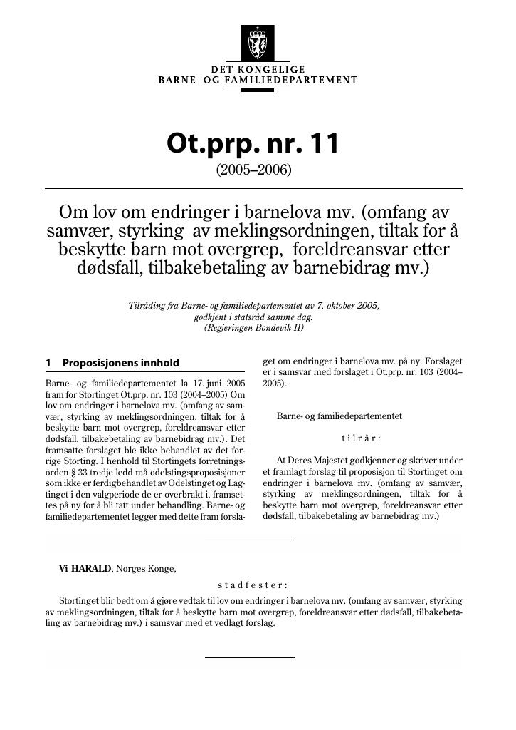 Forsiden av dokumentet Ot.prp. nr. 11 (2005-2006)