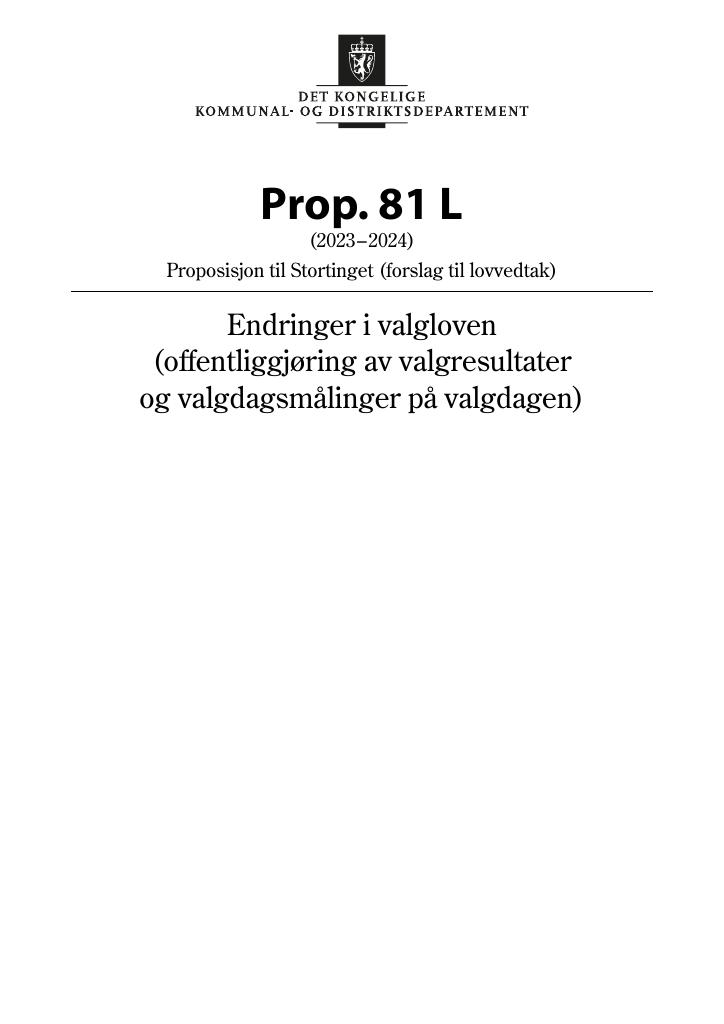 Forsiden av dokumentet Prop. 81 L (2023–2024)