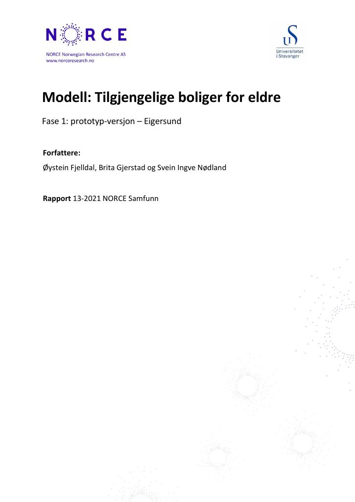 Forsiden av dokumentet Modell: Tilgjengelige boliger for eldre