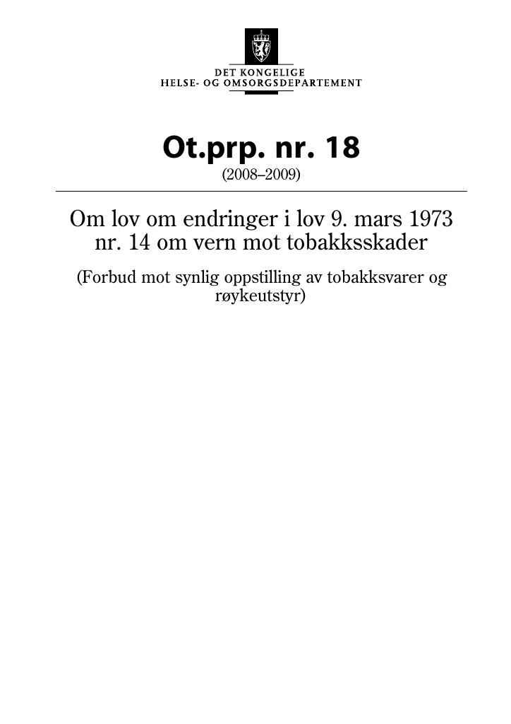 Forsiden av dokumentet Ot.prp. nr. 18 (2008-2009)