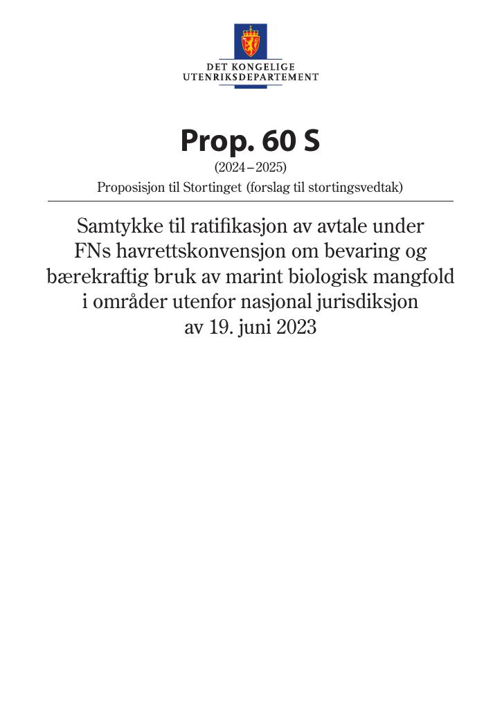 Forsiden av dokumentet Prop. 60 S (2024–2025)