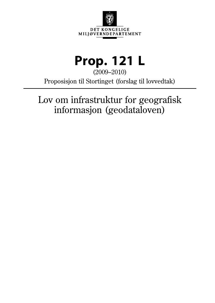 Forsiden av dokumentet Prop. 121 L (2009-2010)