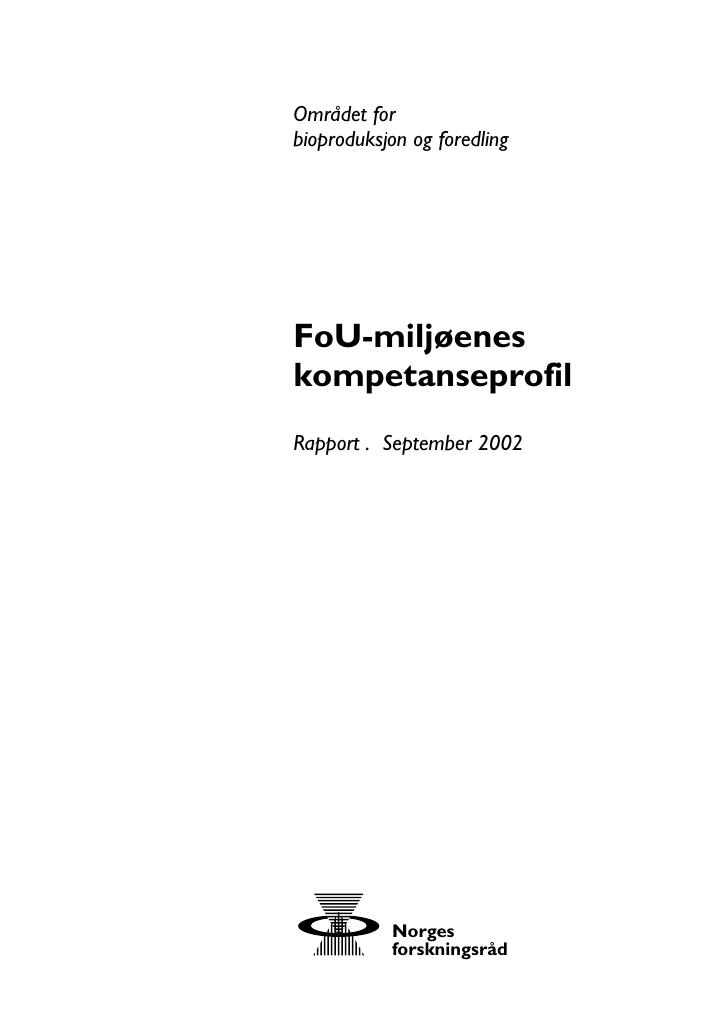 Forsiden av dokumentet FoU-miljøenes kompetanseprofil