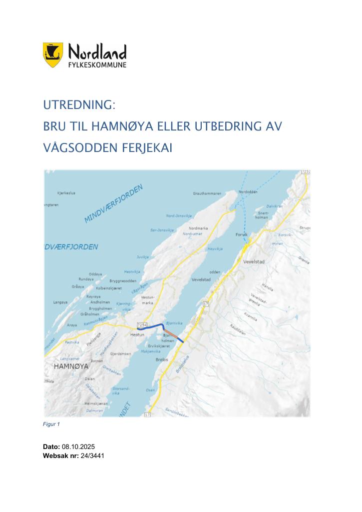Forsiden av dokumentet Bru til Hamnøya eller utbedring av Vågsodden ferjekai