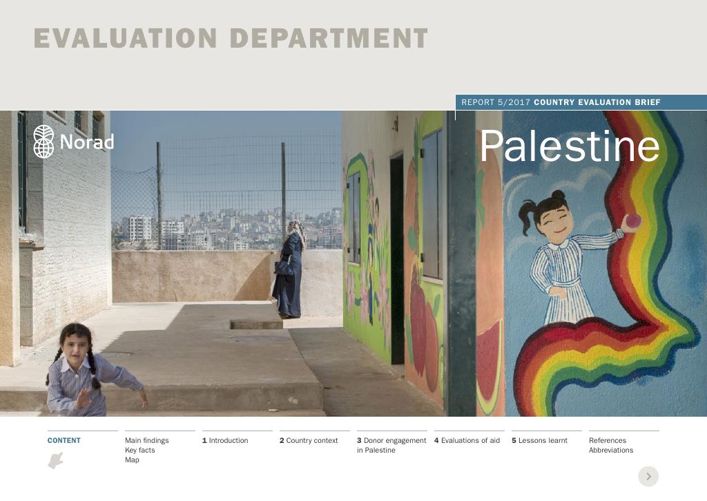 Forsiden av dokumentet Counrty Evaluation Brief: Palestine