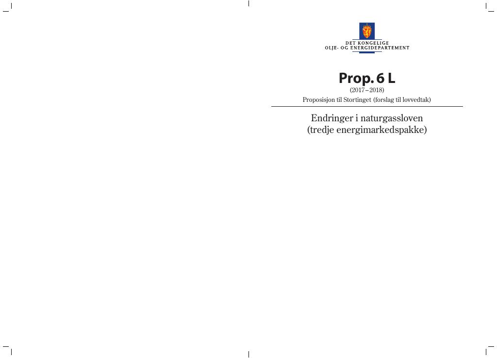 Forsiden av dokumentet Prop. 6 L (2017–2018)