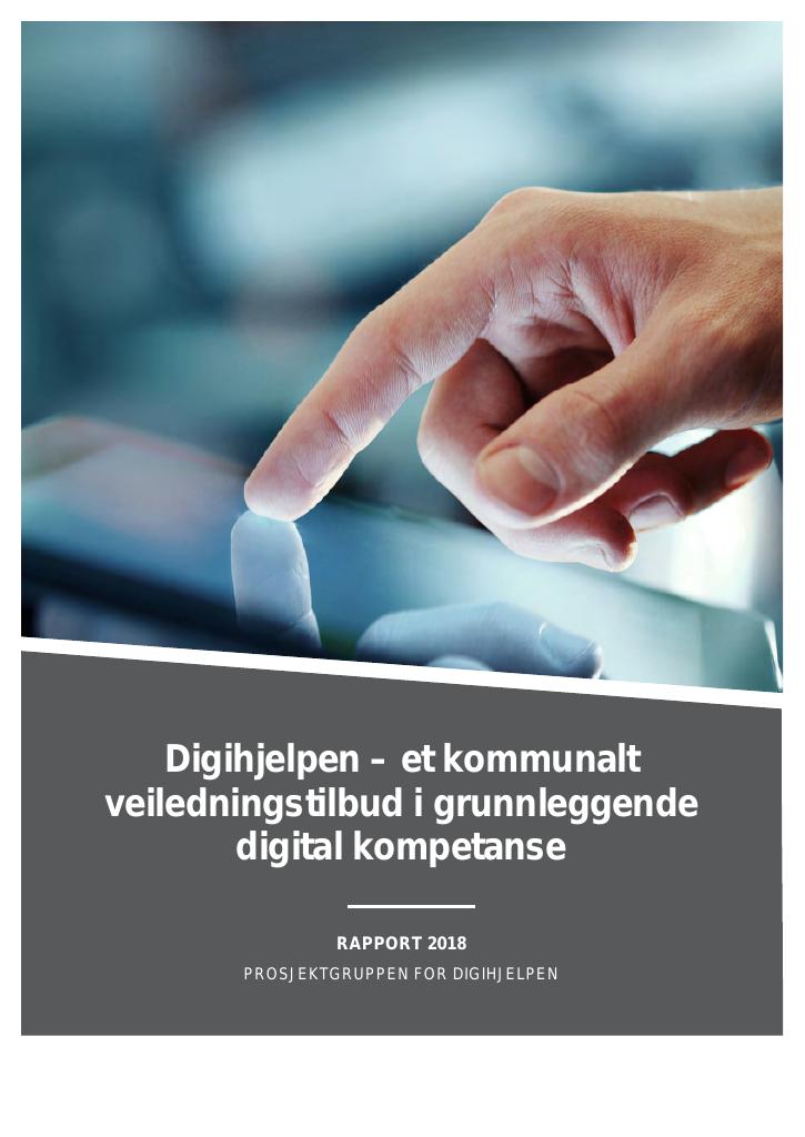 Forsiden av dokumentet Digihjelpen – et kommunalt veiledningstilbud i grunnleggende digital kompetanse